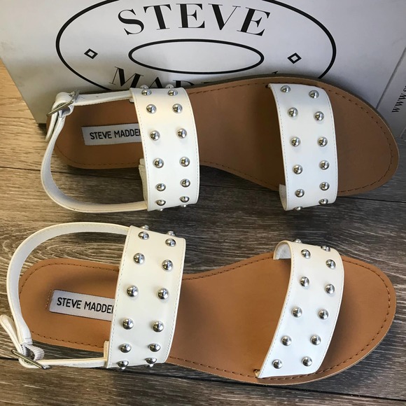 Steve Madden Shoes - STEVE MADDEN Azalea White Studded Strappy Sandal